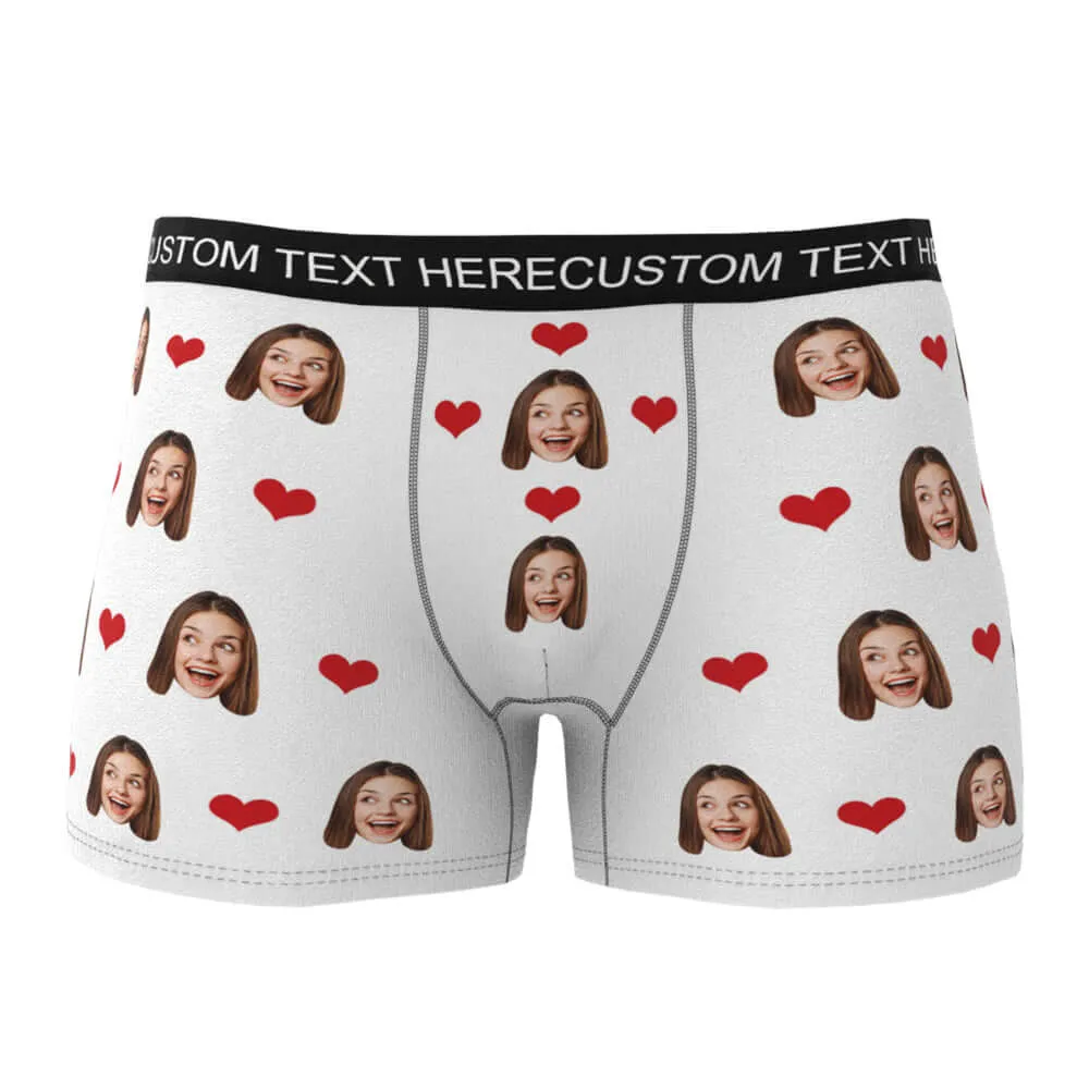 Men's Personalized Custom Photo Heart Face Boxer Briefs