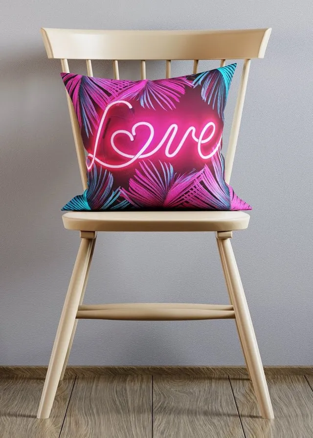 Neon Tropical Love Cushion