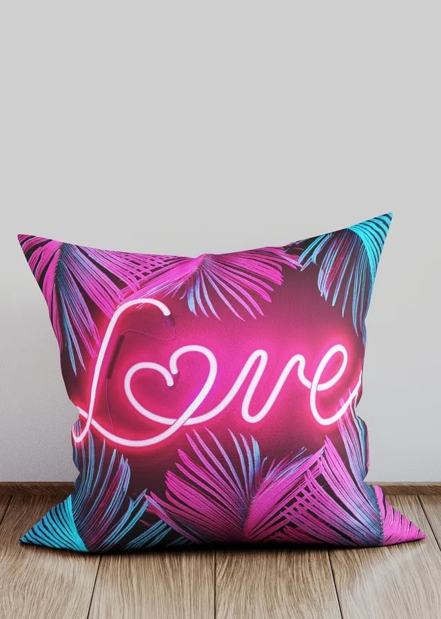 Neon Tropical Love Cushion