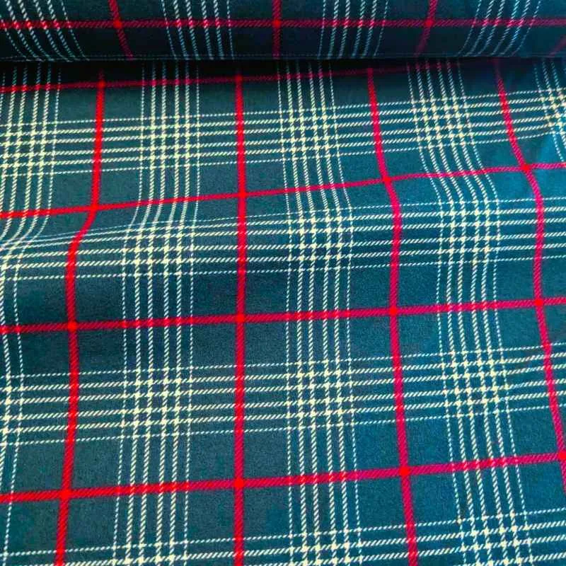 Orford Plaid in Hunter Green, Red and White Flannel