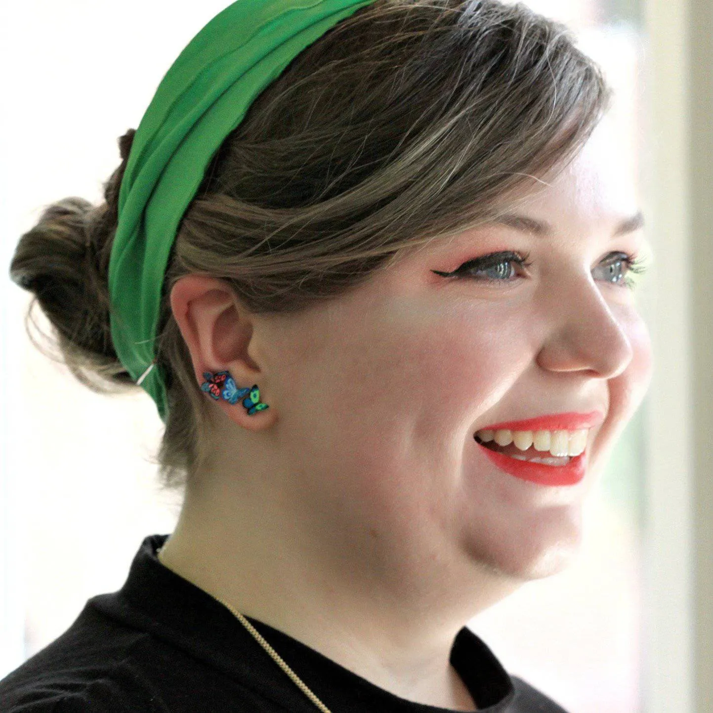 Pink and Blue Butterfly Post Earrings