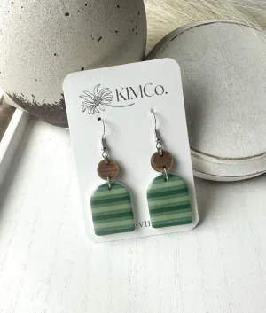 Polymer Clay Earrings|statement earrings|gifts for her|colorful earrings|boho earrings|abstract earrings|green earrings|shamrocks|St. Patricks Day|stripe earrings