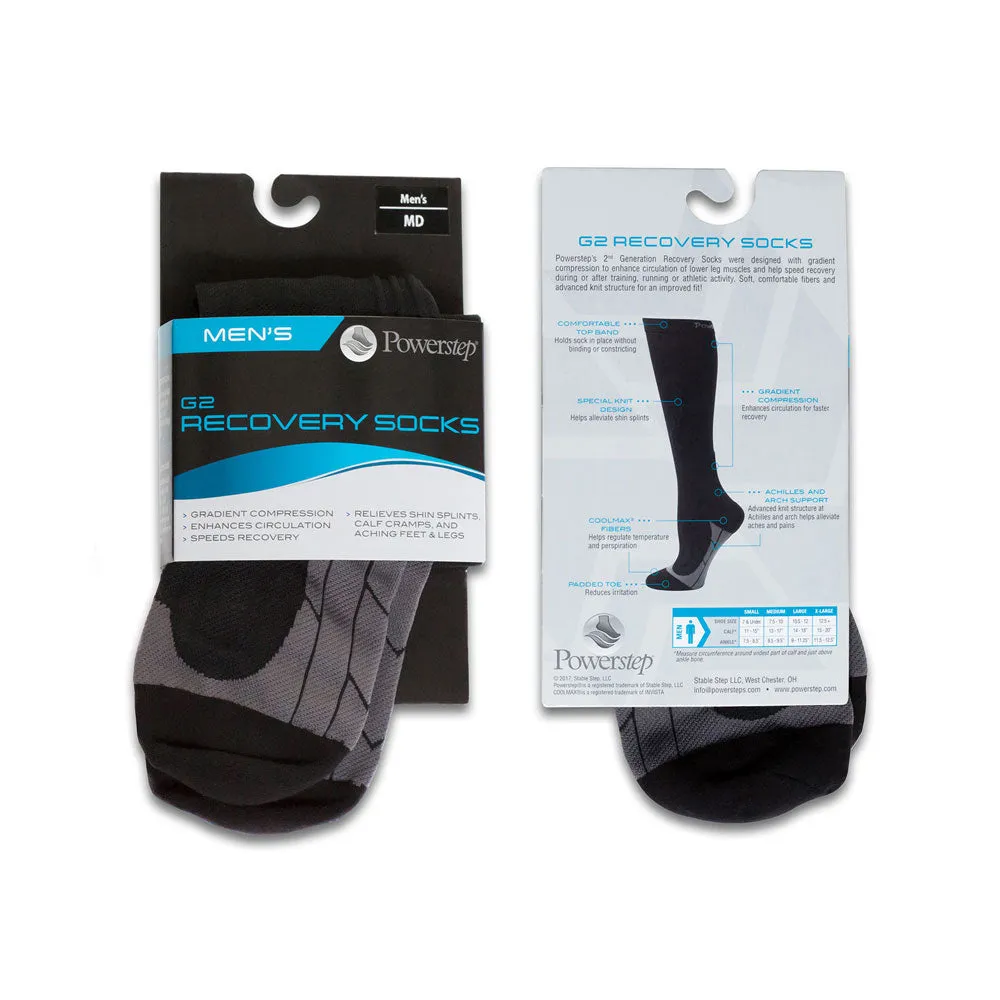 PowerStep Men's G2 Recovery Socks | Enhance Circulation for Faster Recovery