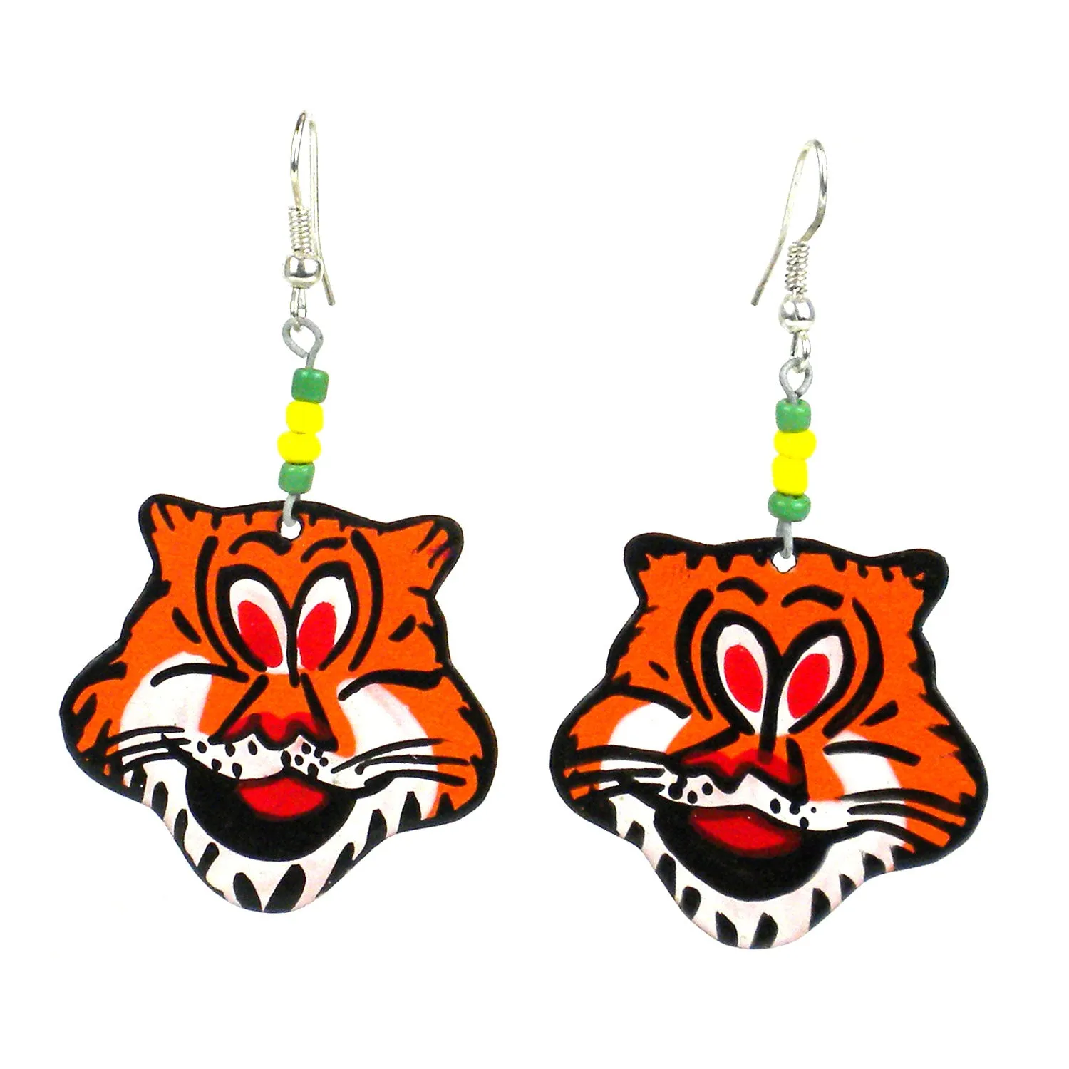 Recycled Tin Tiger Earrings Creative Alternatives