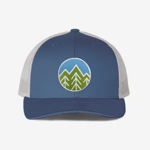 Sky Trees Trucker Hat - Steel Blue / Silver