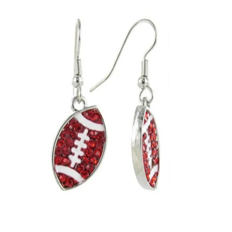 Small Flat Crystal Football Earrings