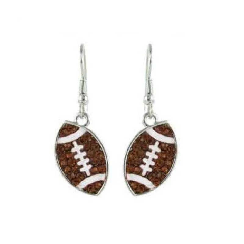 Small Flat Crystal Football Earrings