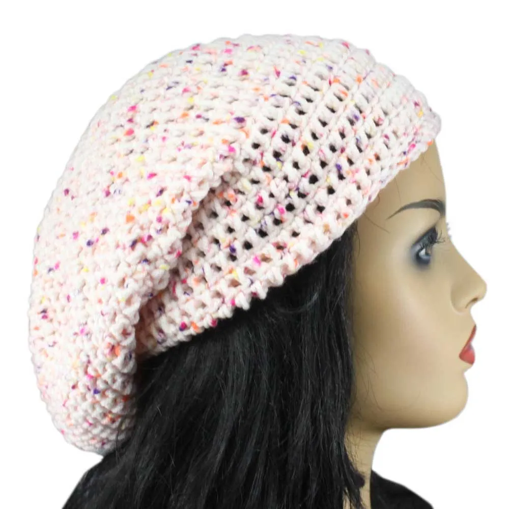 Speckled Pink Crochet Slouchy Hat Medium/Large - JMCH11