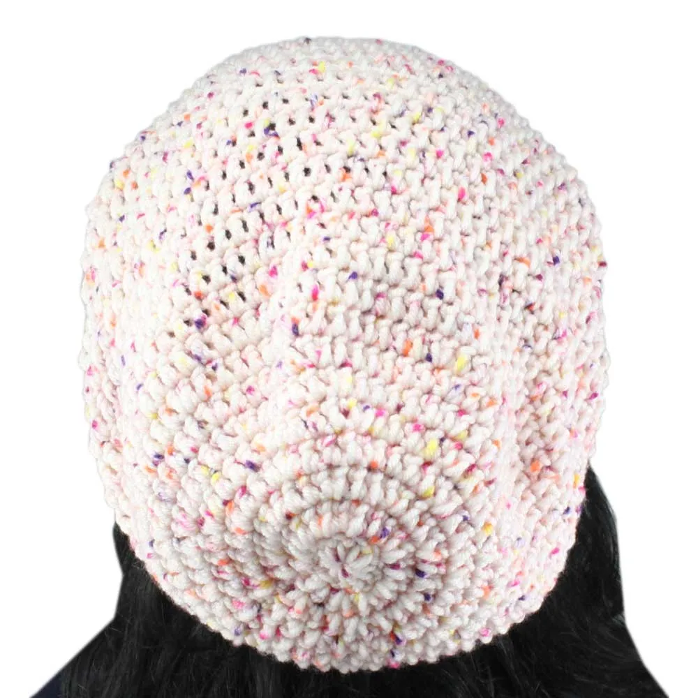 Speckled Pink Crochet Slouchy Hat Medium/Large - JMCH11