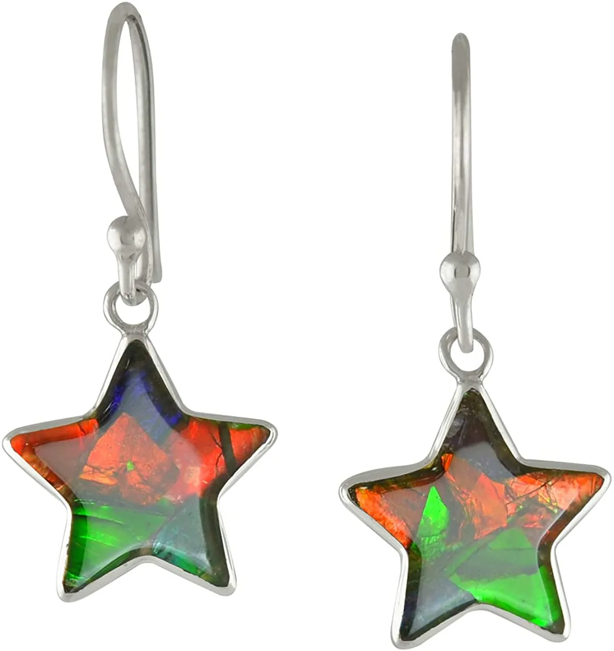 Starborn Ammolite Star Earrings Sterling Silver