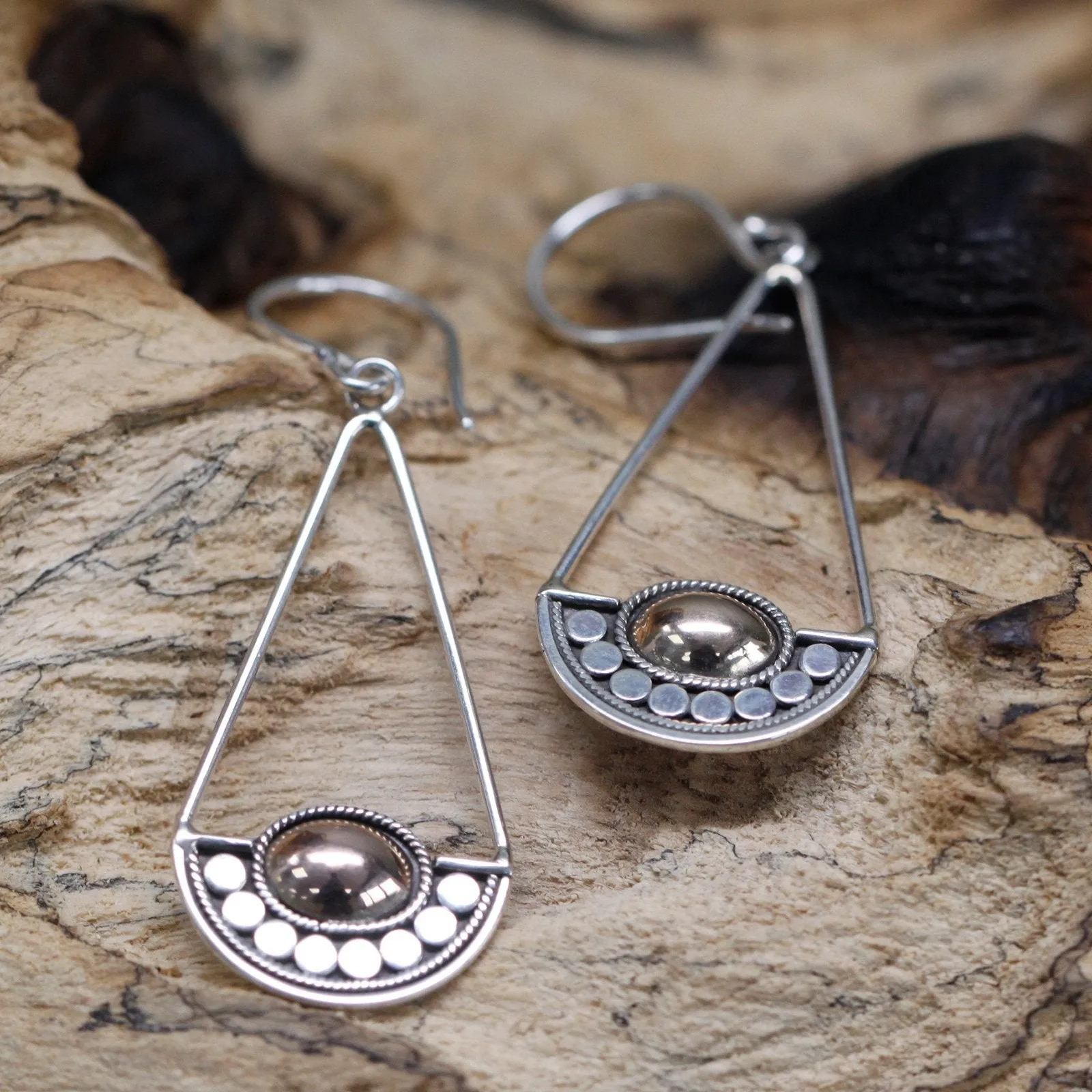 Sterling Silver & 18ct Gold Earrings - Luna Balance