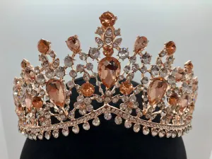 Tiara - Fancy Elegance Rose Gold, Peach and Crystal Rhinestone