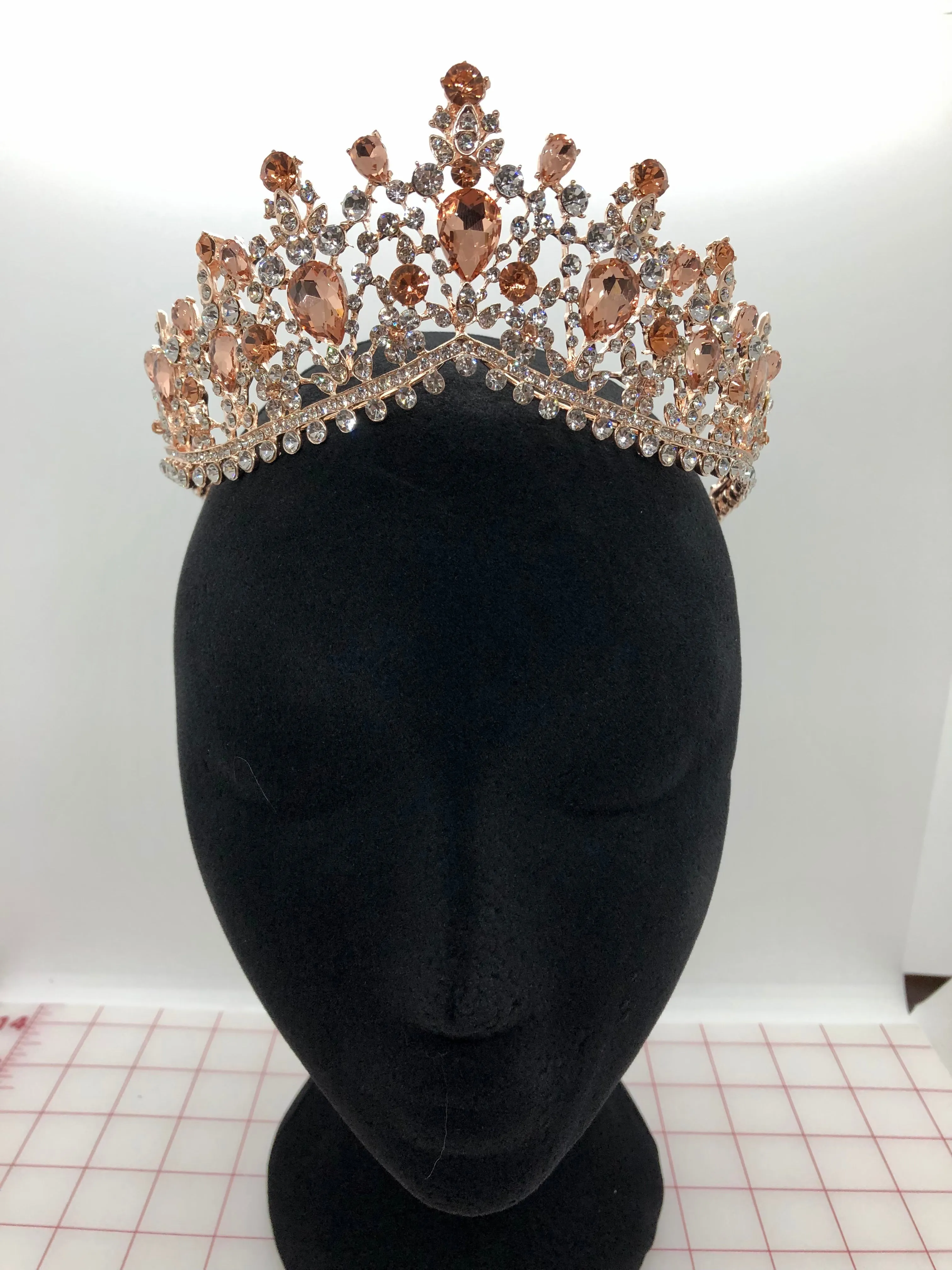 Tiara - Fancy Elegance Rose Gold, Peach and Crystal Rhinestone