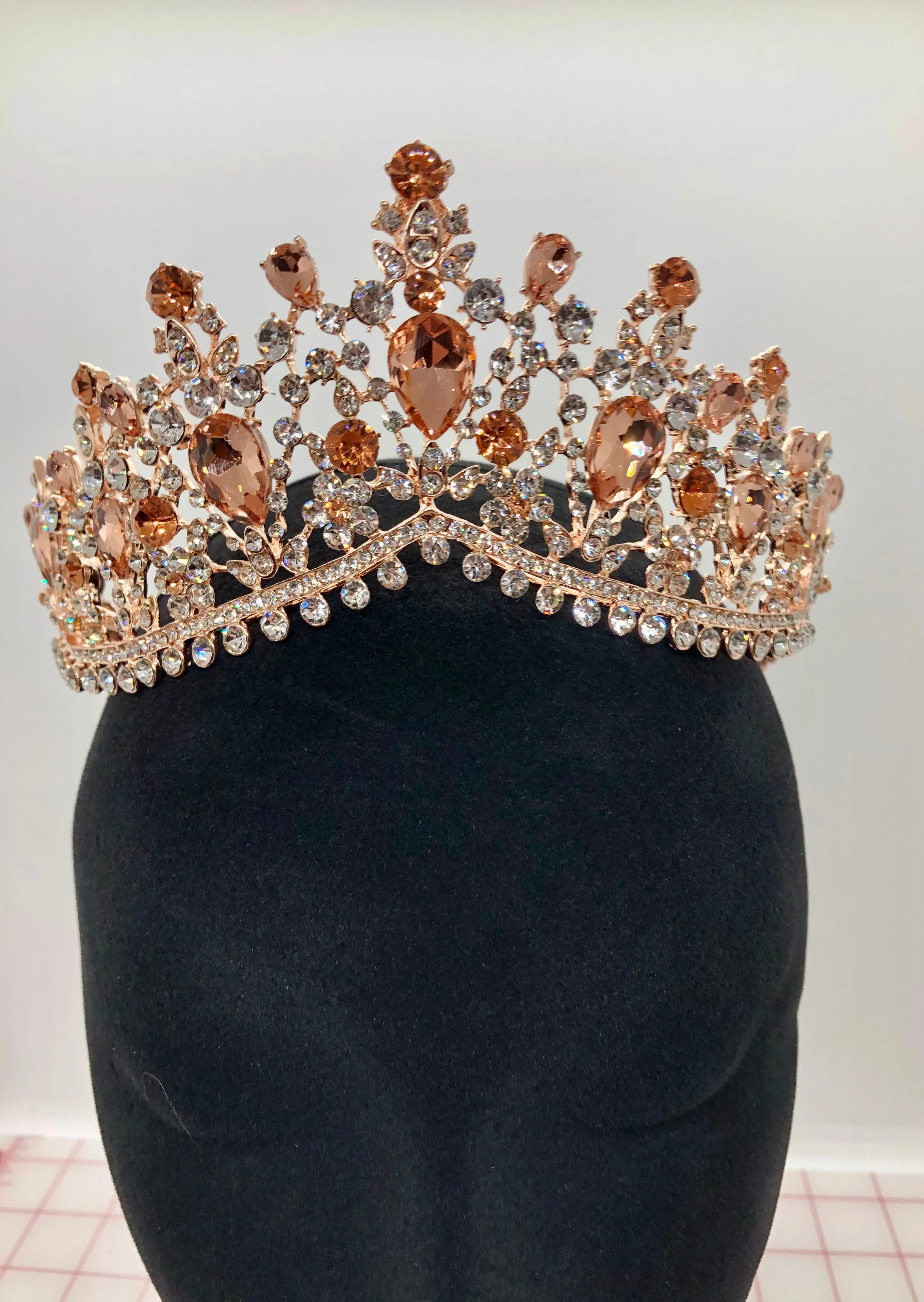 Tiara - Fancy Elegance Rose Gold, Peach and Crystal Rhinestone