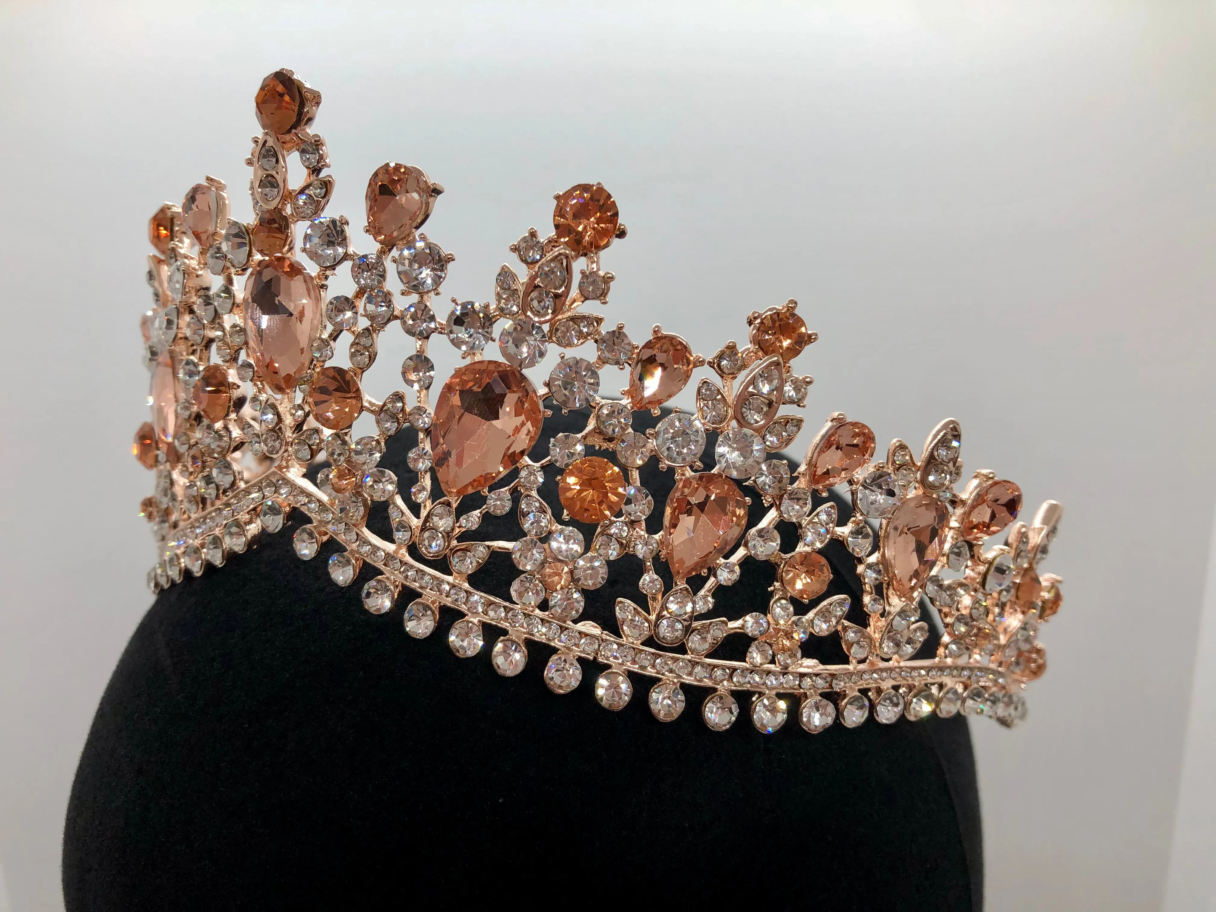 Tiara - Fancy Elegance Rose Gold, Peach and Crystal Rhinestone