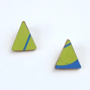 Triangular Decoupage Wooden Post Suzy Earrings