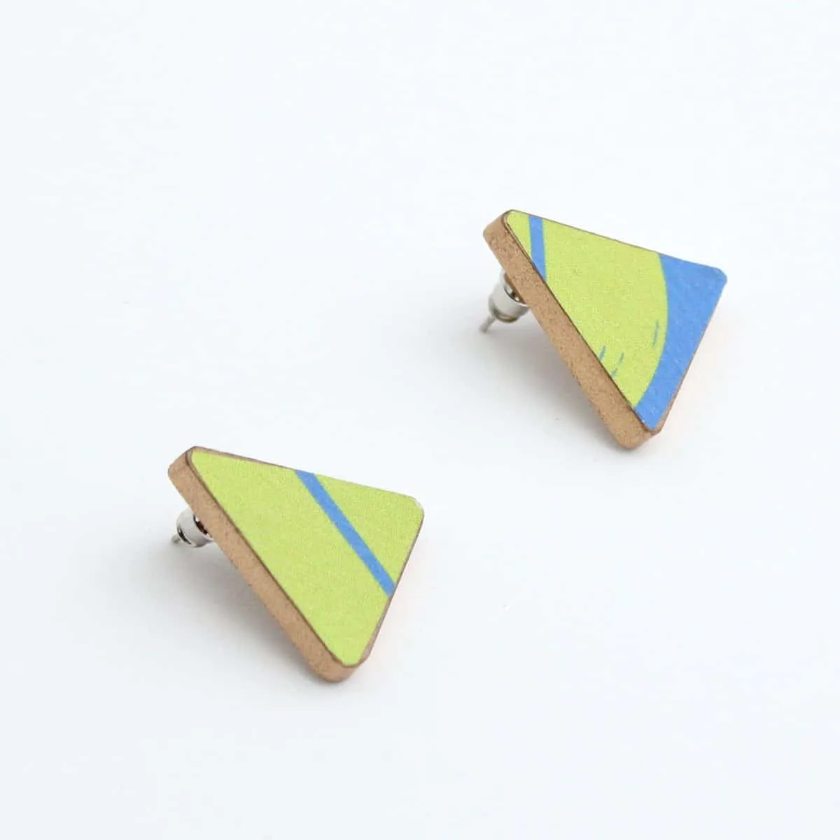 Triangular Decoupage Wooden Post Suzy Earrings