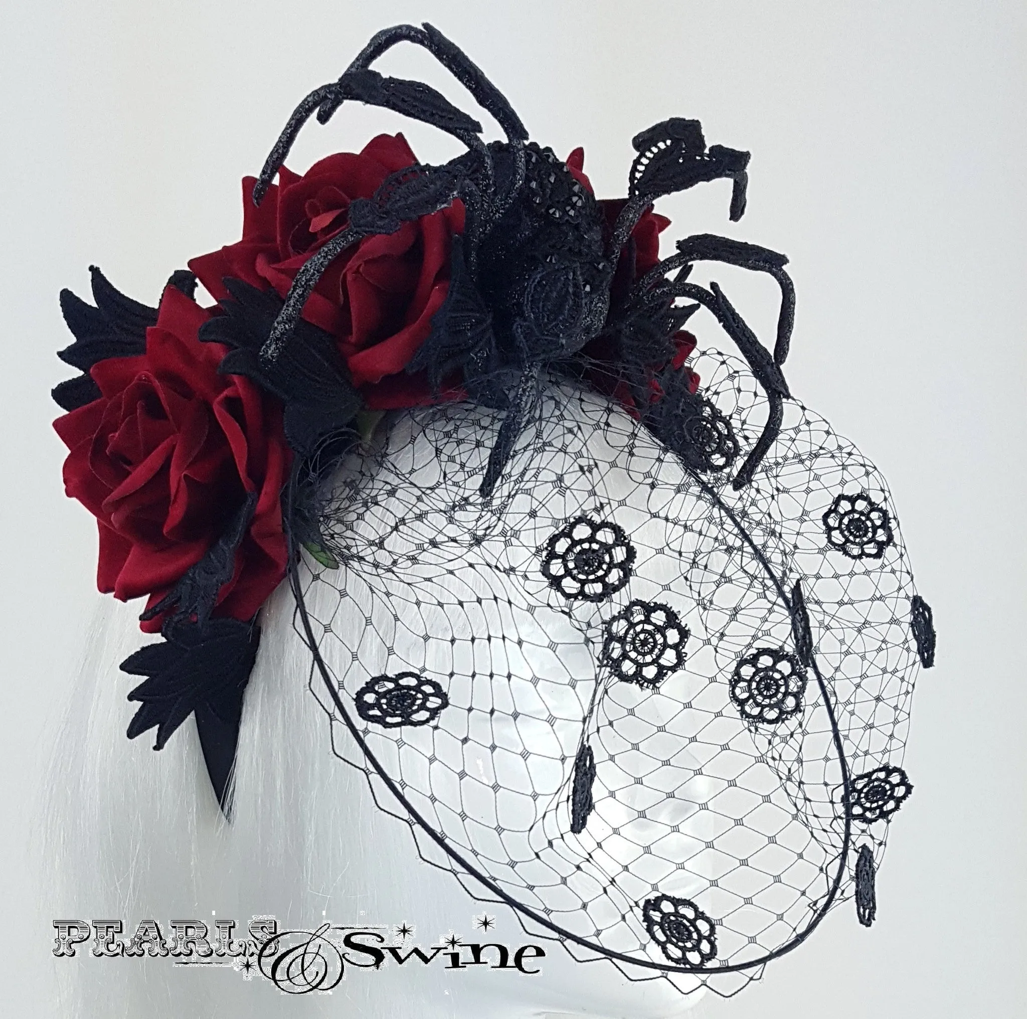 Veiled Rose Spider Headband "Penny Dreadful"