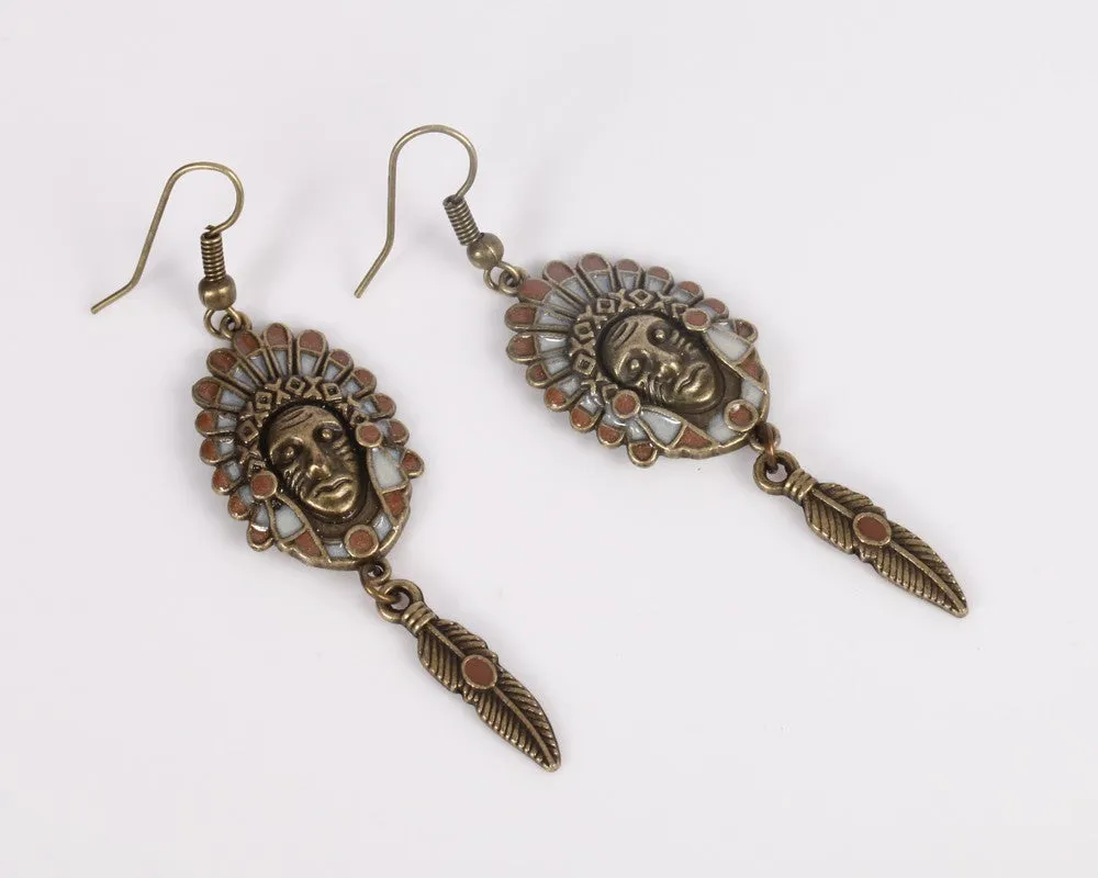 Vintage The Indian Avatar Design Dangle Earrings